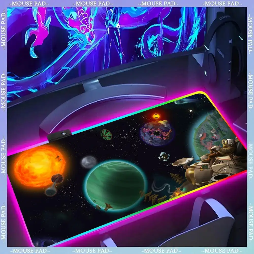 

Game O-Outer Wilds Mouse Pad Gamer Luminescence Led Mouse Pad Gaming Table Rgb Deskmat Keyboard Pc Mousepad