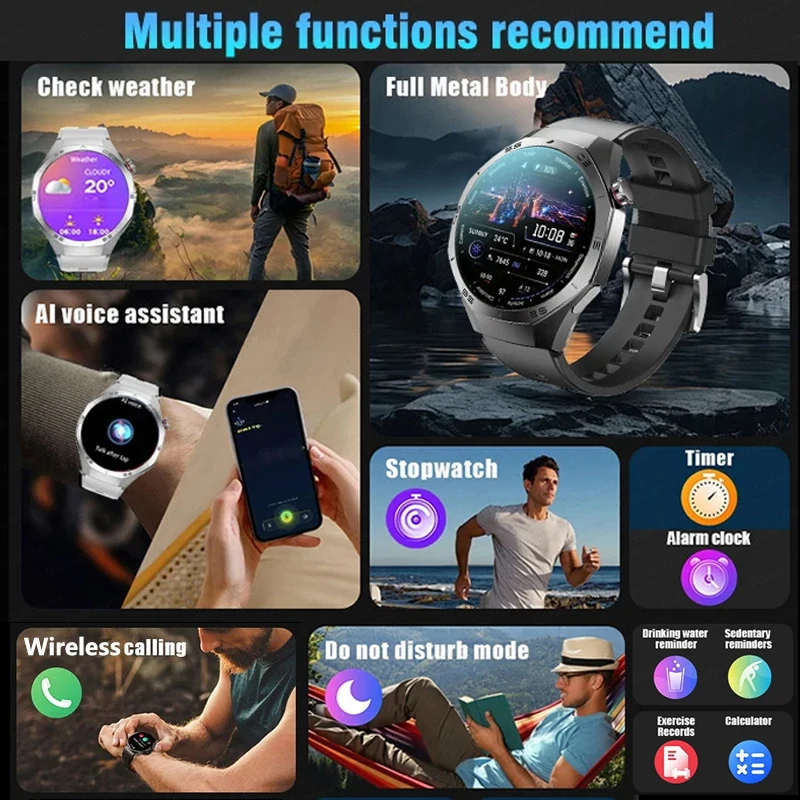 2025 Guhuavm ساعة GT5Pro ساعة ذكية الرجال HD AMOLED شاشة لتحديد المواقع المقتفي بلوتوث دعوة الصحة مقاوم للماء الساعات الذكية معدل ضربات القلب