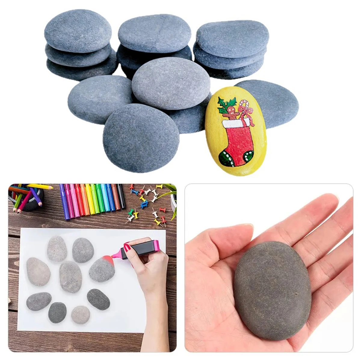 5/10Pcs Flat Smooth Pebble DIY Children's Handmade Painting Graffiti Natural Stone for Crafts DIY Art Supplies Garden Decoration