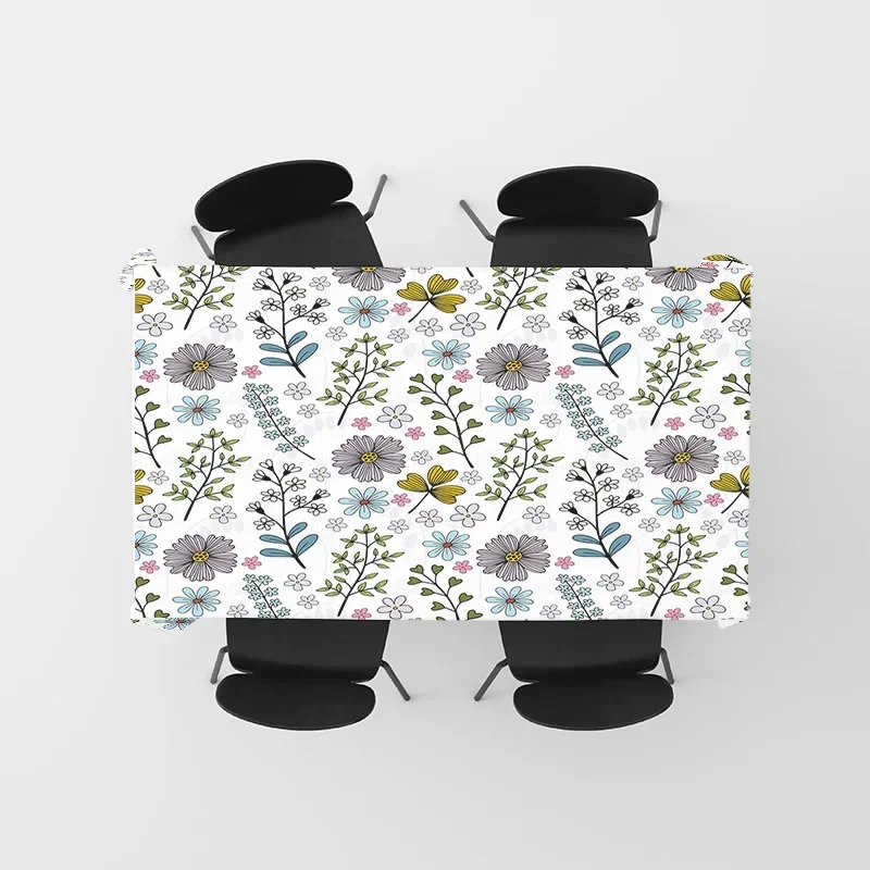 Flower Printed Table Cover Modern Nordic Style Floral Tablecloth for Dining Room Decor White / Blue / Green Colorfu