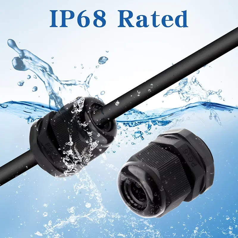 25pcs Waterproof Cable Gland Nylon Joints Plastic Black Cable Glands Connector Cable Joint Combination PG7 PG9 PG11 PG13.5 PG16