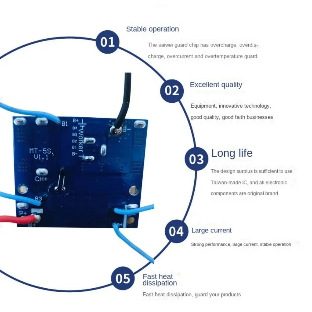 Module 18/21V Battery Charging Protection Board 20A Protection Circuit 5S BMS Li-Ion Lithium Battery Pack Protection Power Tools