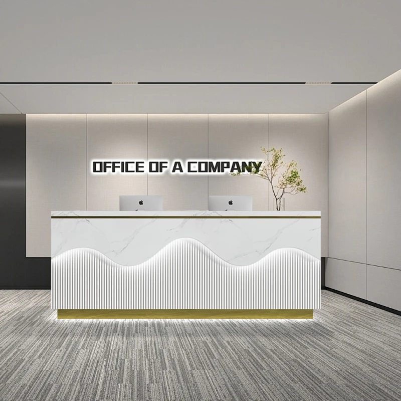 

*Wholesale Custom High End MDF Extendable Reception Modern Office Furniture Commercial Front Desks for Hotels Schools Malls