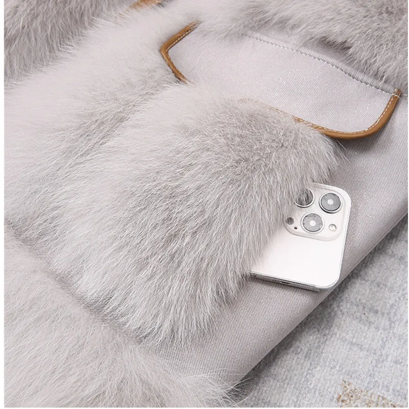 Winter Suede Faux Fur Coat Womens 2023 New Fluffy Fur Warm Parkas Thick Coats Down Jacket Female Streetwear Splice Overcoat 2905