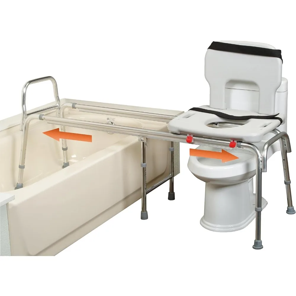 Toilet-to-Tub Sliding Transfer Bench and Shower Chair77993 - Sliding system, Multiple Safety Features, Tool-Less Assembly