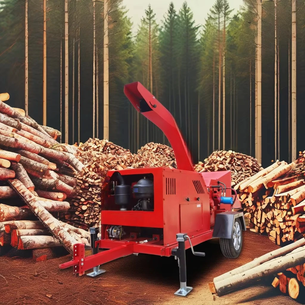 Industrial Branch Crusher Mobile 38.8HP Powered Wood Chipper Professional Wood Grinder