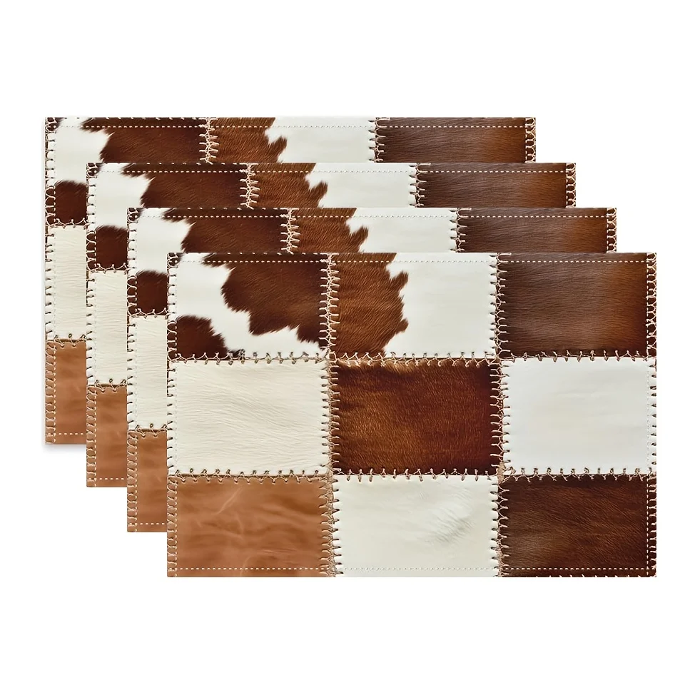 Gradient Leopard Printed Placemats Retro Theme Party Evening Gathering Household Banquet Family Indoor Dinners Home Decor
