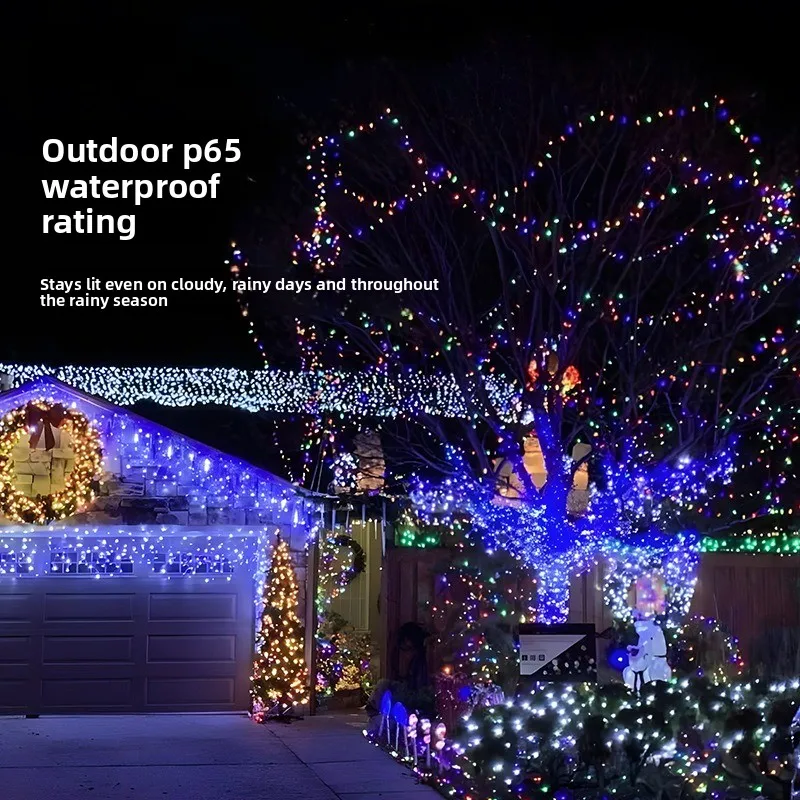 2026 Solar Powered Copper Wire LED String Lights Outdoor Waterproof Holiday Decor Landscape Lamp for Outside Decoration