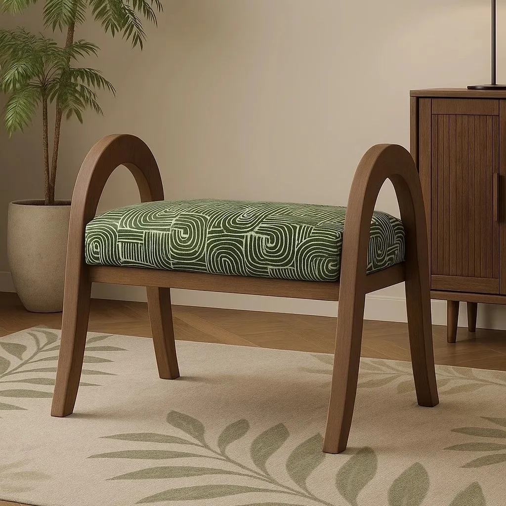 CX solid wood entrance door shoe change stool light luxury feeling, with embroidery shoes pedal