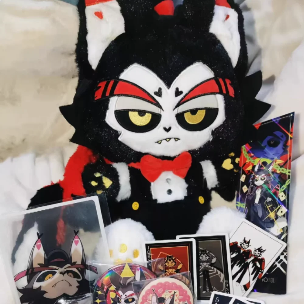 

Anime Hazbin Hotel Husk Cosplay Hex Alastor Plush Fluffy Cotton Puppet Keychain Plaything Xmas Gift
