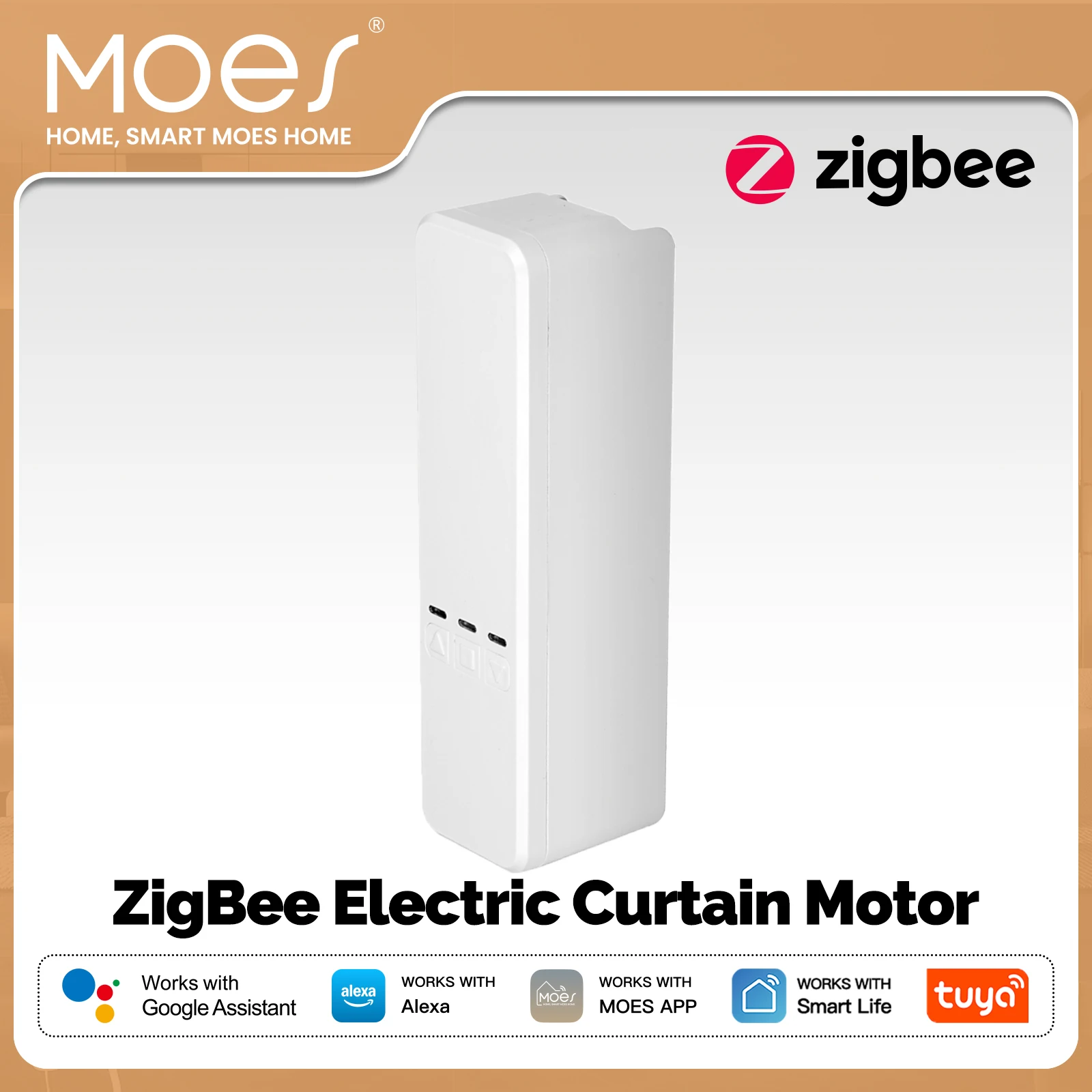 MOES Tuya ZigBee Smart Chain Roller Blinds Motor Drive Electric Shade/Shutter Curtain App Control Works with Alexa Google Home