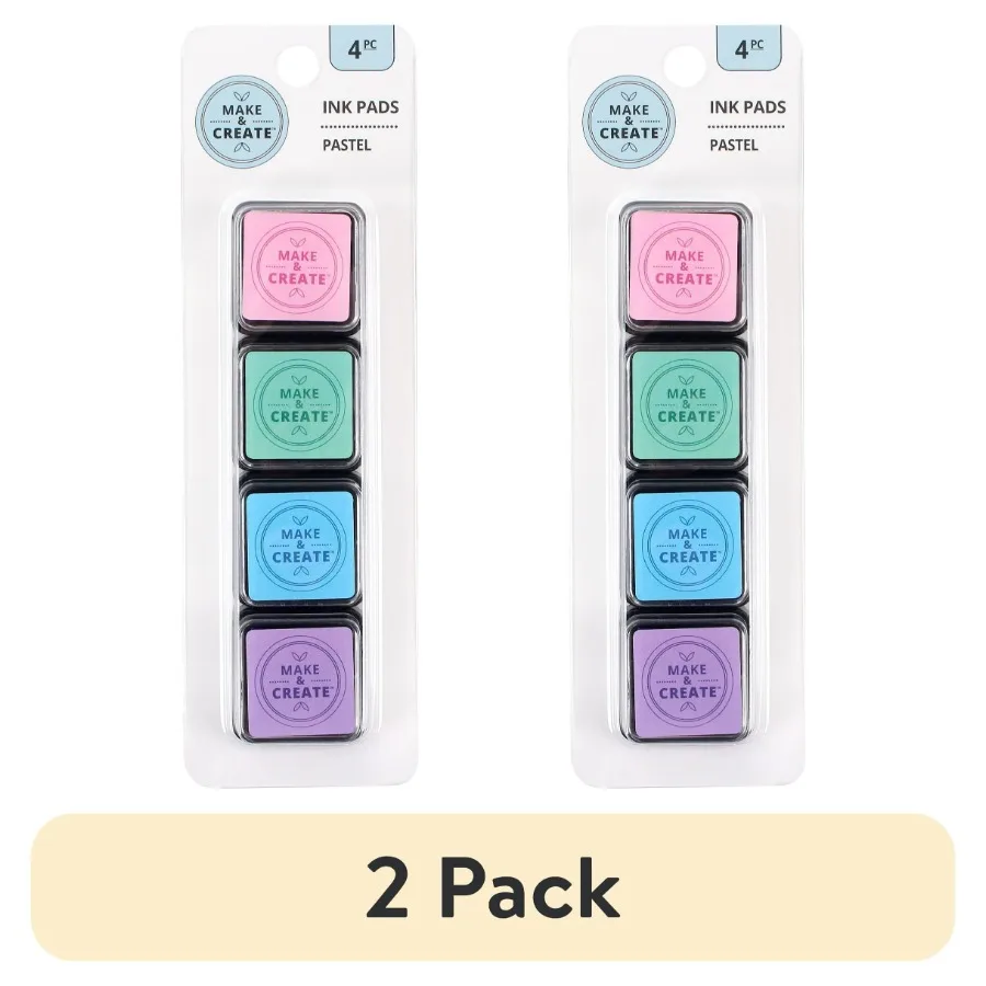 

2 pack Make Create Ink Pads 4PC Pastel for Crafting and Scrapbooking Vibrant and SmudgeResistant Ink for Detailed Stamping and