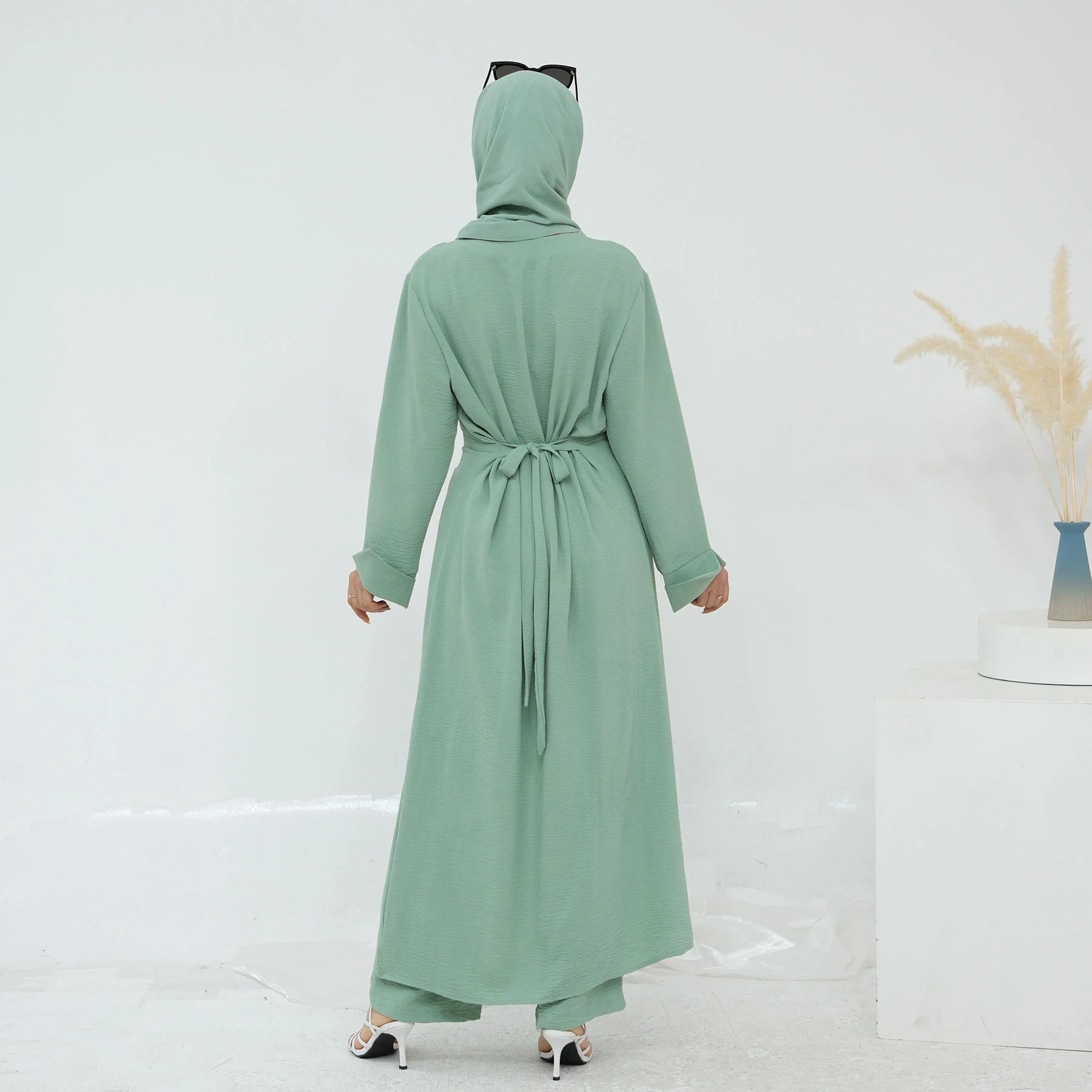 ใหม่มุสลิมชุดผู้หญิงปุ่มยาวเสื้อกางเกง 2 ชิ้นชุดตุรกี Kaftan ดูไบ Abaya Eid Ramadan อิสลามเสื้อผ้าชุด
