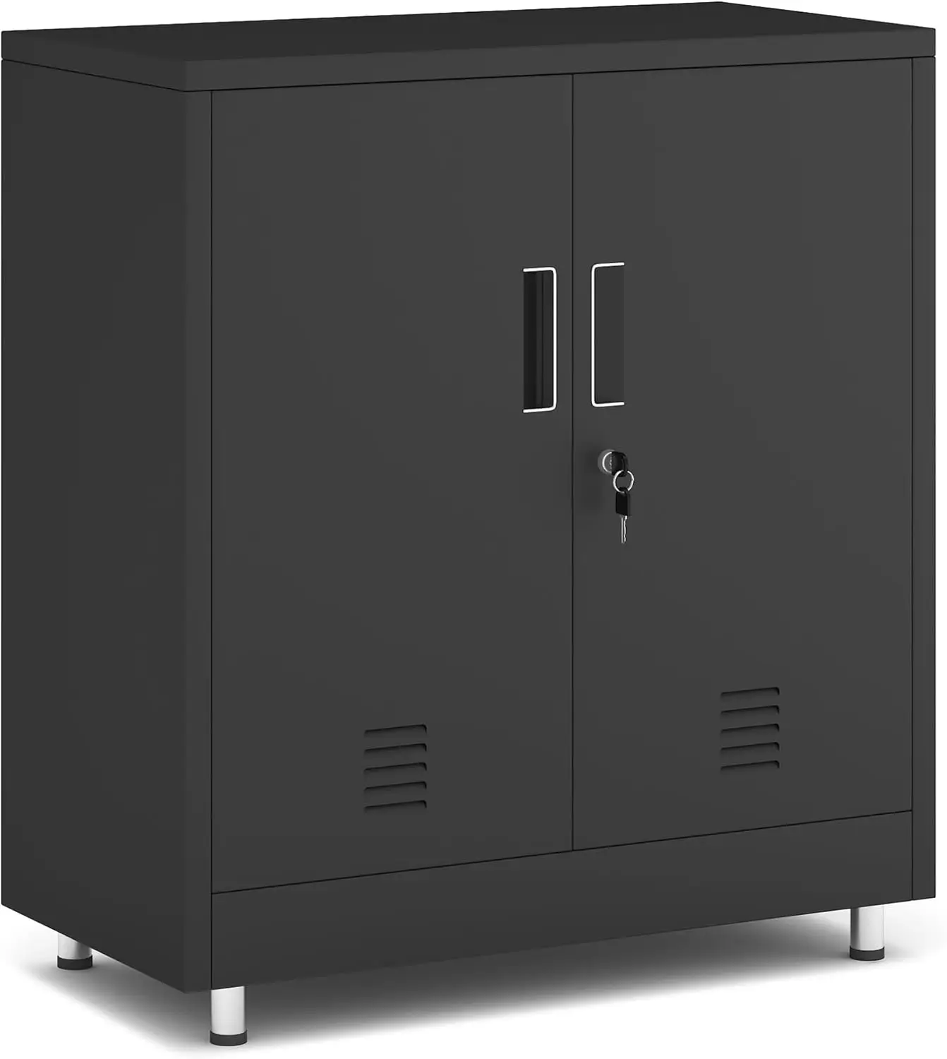 Cabinet with Locking Doors and Adjustable Shelf, Small Lockable Sideboard Buffet Cabinet for Home Office Hallway Entryway Living