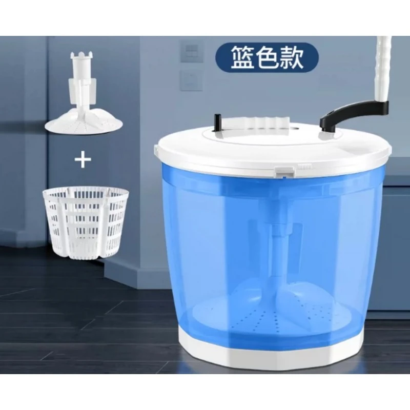 Hand Washing Spin Dryer for Student Dorm, Manual Clothes Spinner Dryer with Drain Hose, Portable Small Twin Tub