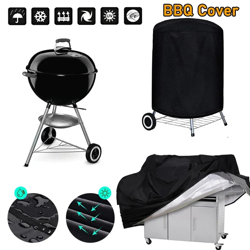 BBQ Grill Barbeque Cover Anti-Dust Waterproof Weber Heavy Duty Charbroil BBQ Cover Outdoor Rain Protective Barbecue Cover