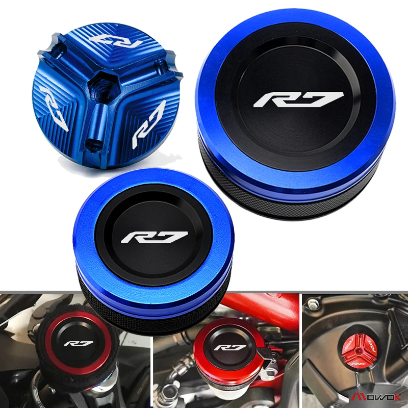 For YAMAHA YZF R7 R1 YZFR7 YZFR1 2010-2021 2022 2023 Motorcycle Oil Filler Cap Front Rear Brake Fluid Reservoir Cover YZF-R7