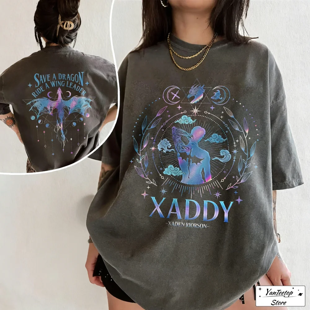 

Women Cotton T Shirt Xaden Riorson Shirt Xaden Fourth Wing Fan Merch Dragon Rider 2 Sided T Shirt Fashion Crop Tops