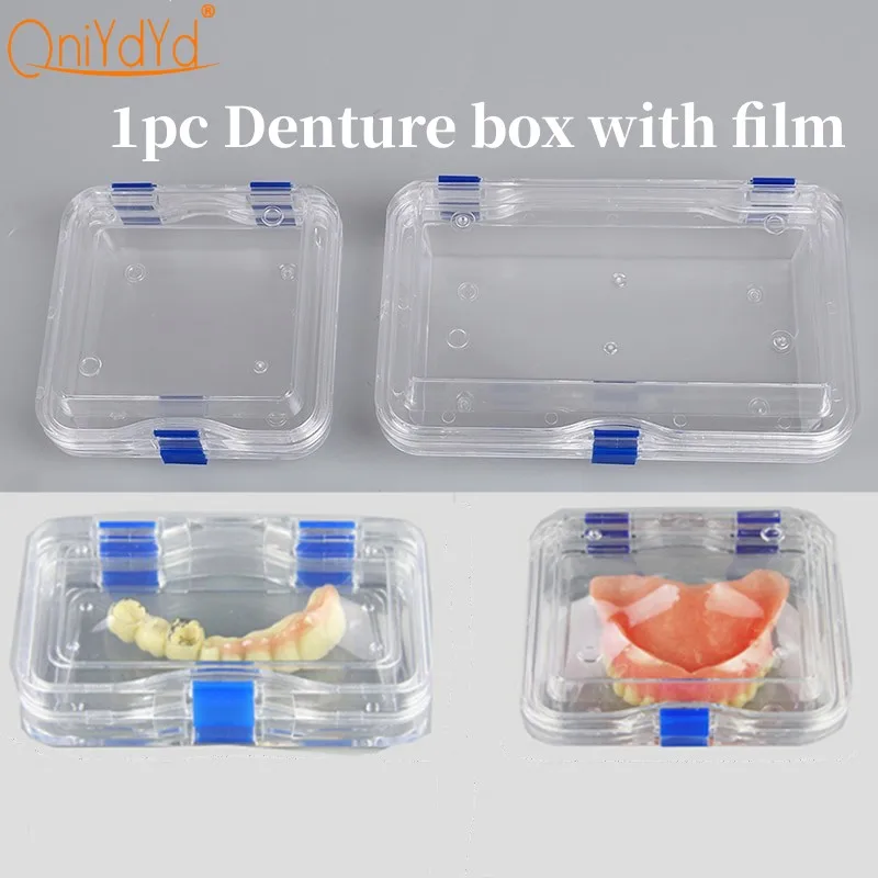 

1Pc Denture Box With Film For Tooth Storage Anti-vibration Dental Mouthguard Container