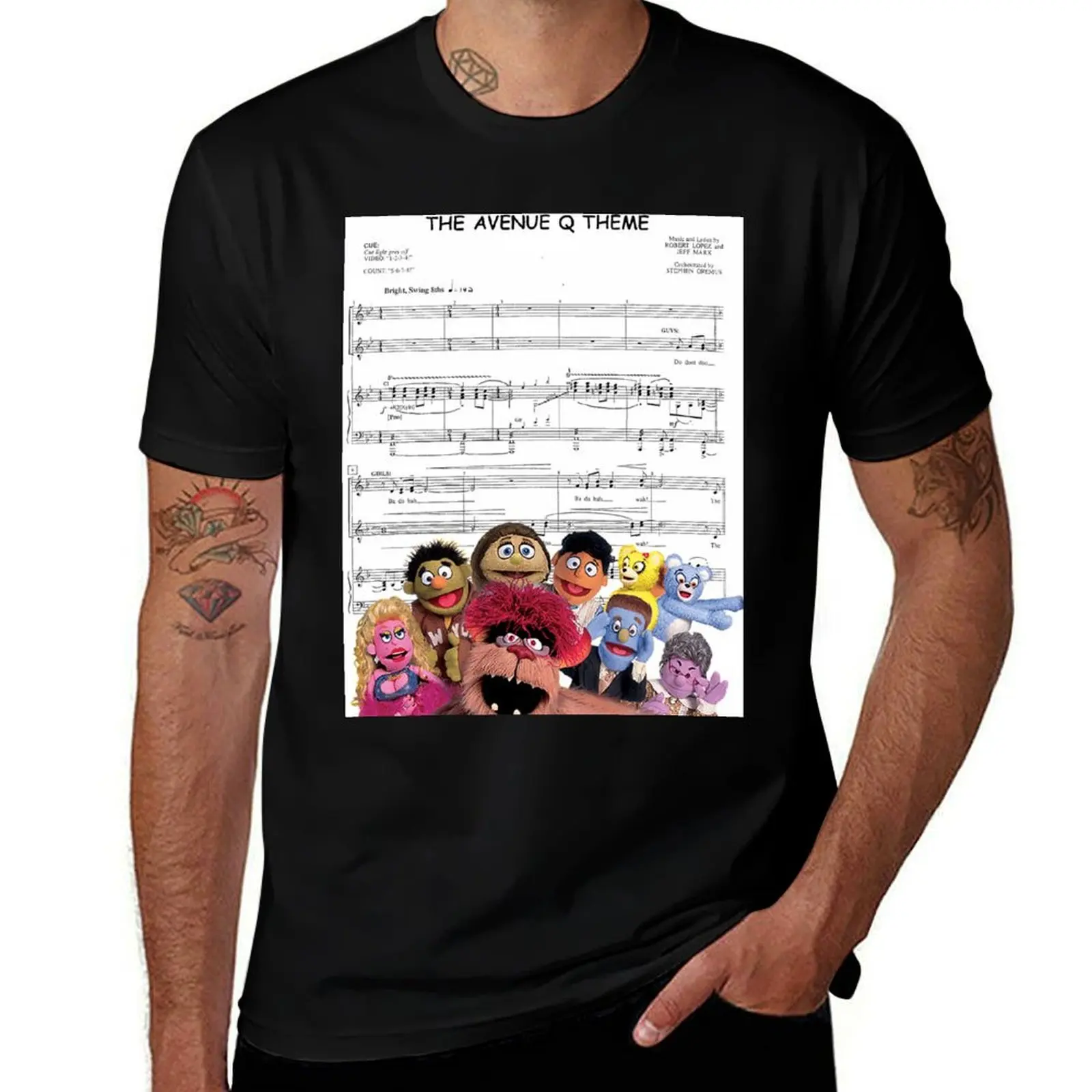 Avenue Q Sheet Music T-Shirt Sports Casual Breathable Tee Shirt T-Shirt