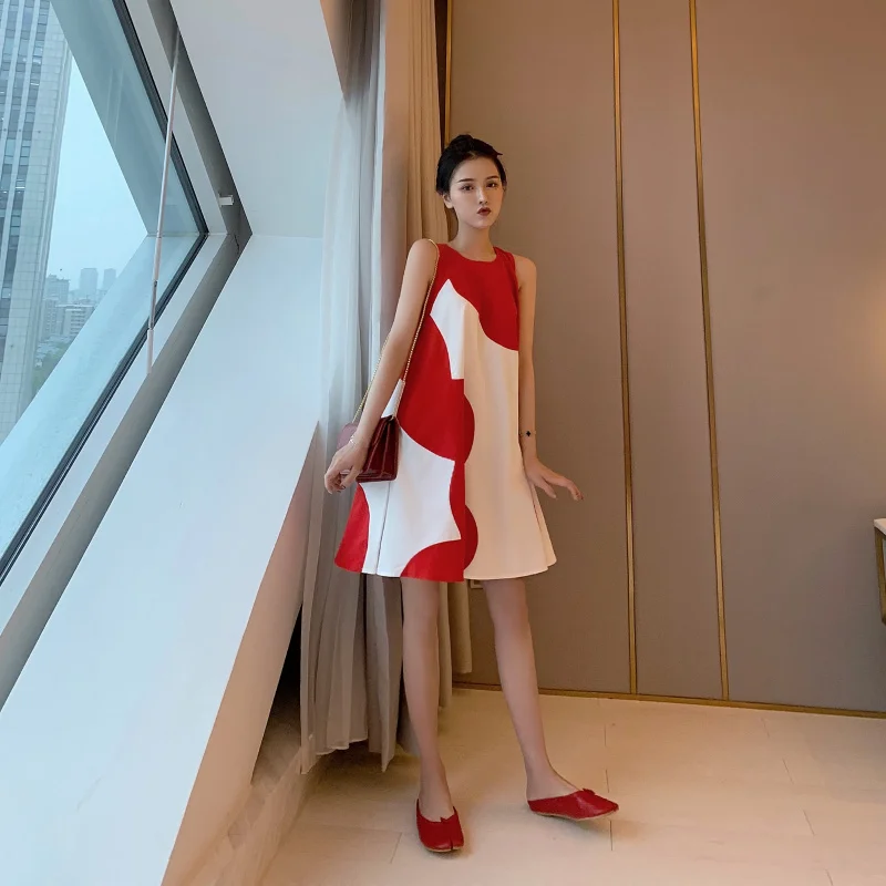 فستان امرأة الموضة فستان الشمس فستان صيفي المرأة عادية أكمام طباعة فستان Vestido أنثى حجم كبير فستان المرأة فضفاضة SL569