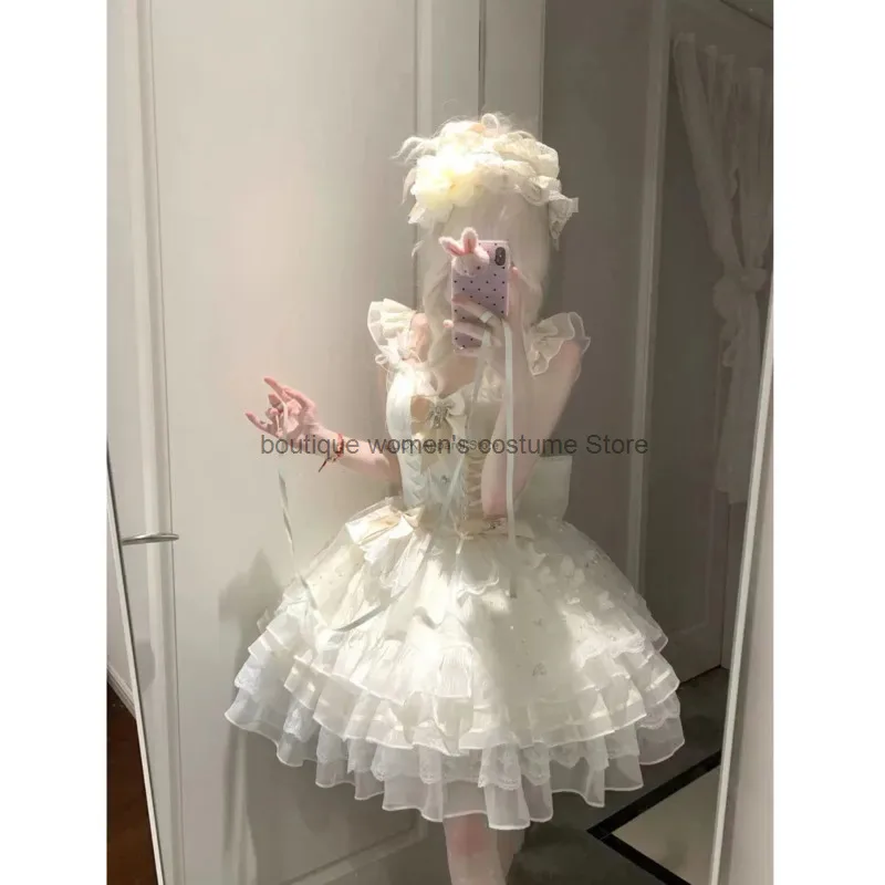 

Princess Dress First Love Praise Fine Sparkling Butterfl Big Bow Princess Wind Cake Dress Flight Diary Lolita Dress