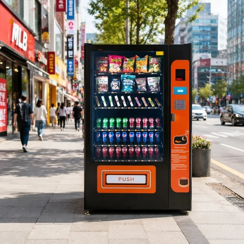 Commercial Automatic Snack Drink Vending Machine, 10.1 Inch Touch Screen Combo Dispenser Fit for Campus Mall Workplace