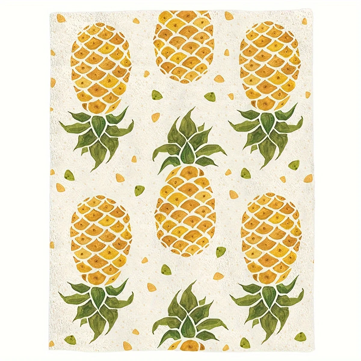 Soft Fleece Blanket with Pineapple Pattern Reversible Suitable for Living Room and Bedroom