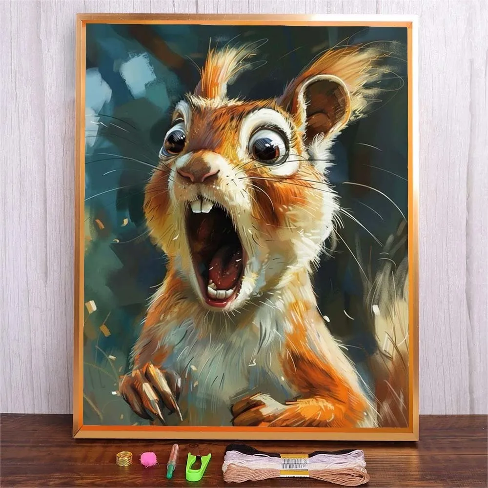 

Diy Cross Stitching Sets Cartoon Squirrel Embroidery Set Full Patterns Needlework 11CT Picture Printed DMC Threads Cross Stitch