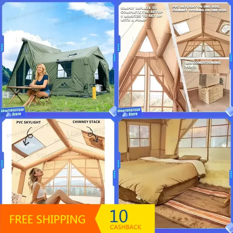 8-10 Person Tent Large Inflatable Family Shelter Quick Setup Beach Picnic Camping and Outdoor Gathering