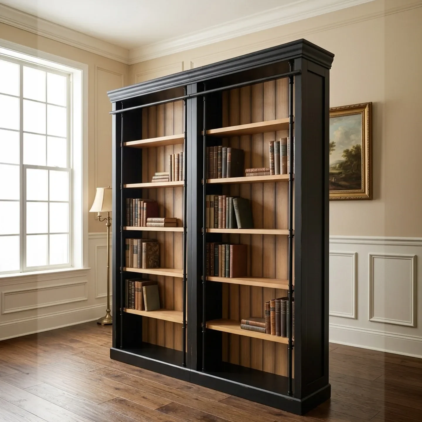 b24 American solid wood bookcase floor corner combination log shelf decorative cabinet