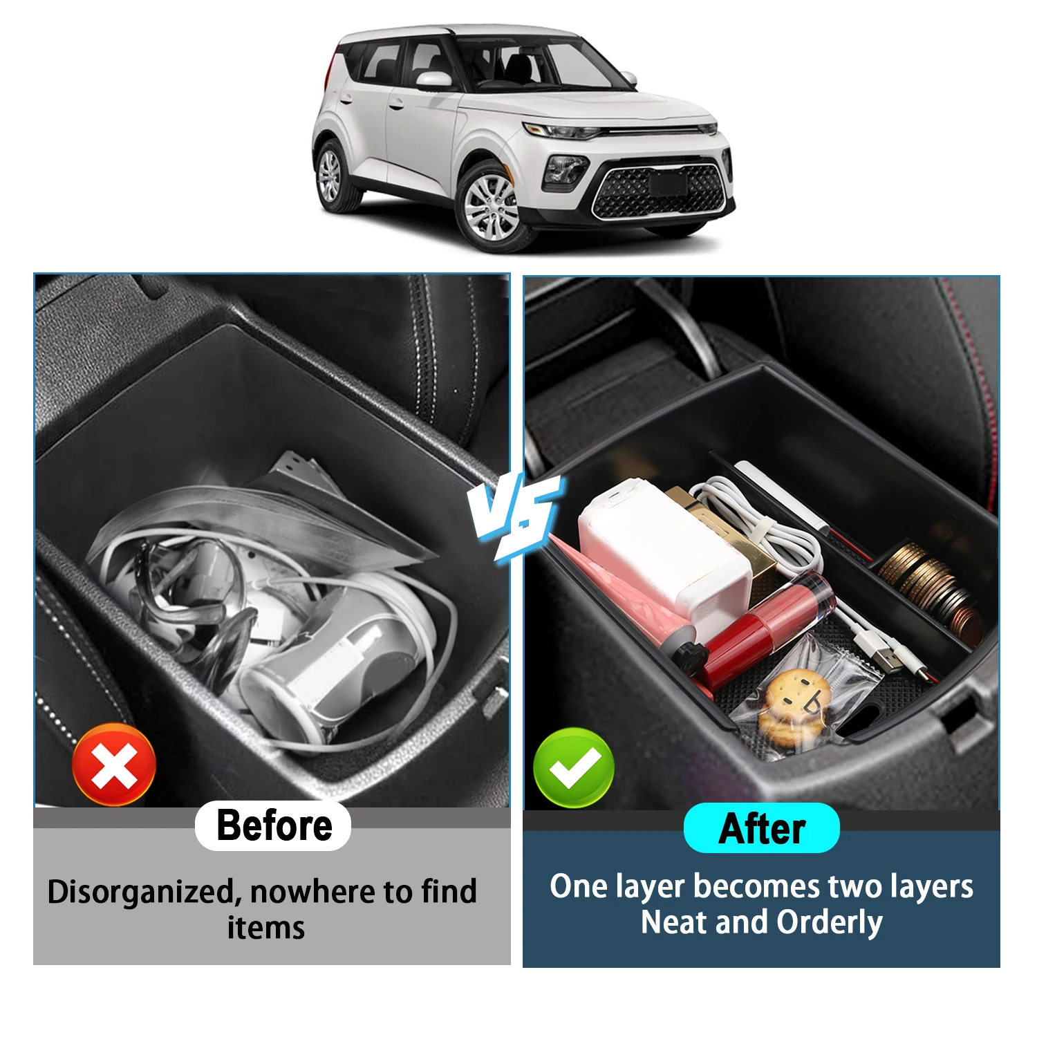 RUIYA ящик для хранения в подлокотнике автомобиля для Soul EV / Soul Booster / e-Soul 2020-2022 центральный контроль ontainer авто Интерьер ccessories