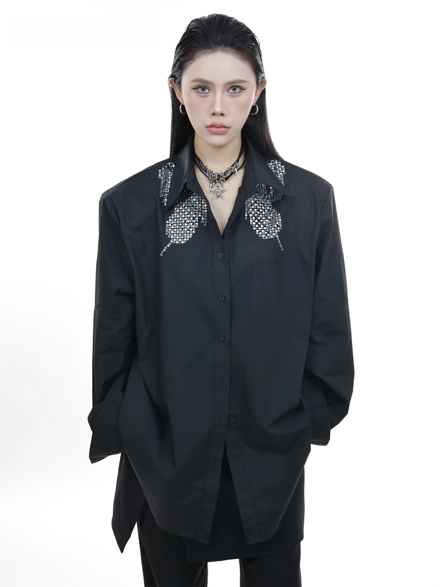 

Bla Fce Brued Loose Cotton irt Comfortable Breathable Women's Autumn Winter Casual irt Relaxing Sle Regular Sve