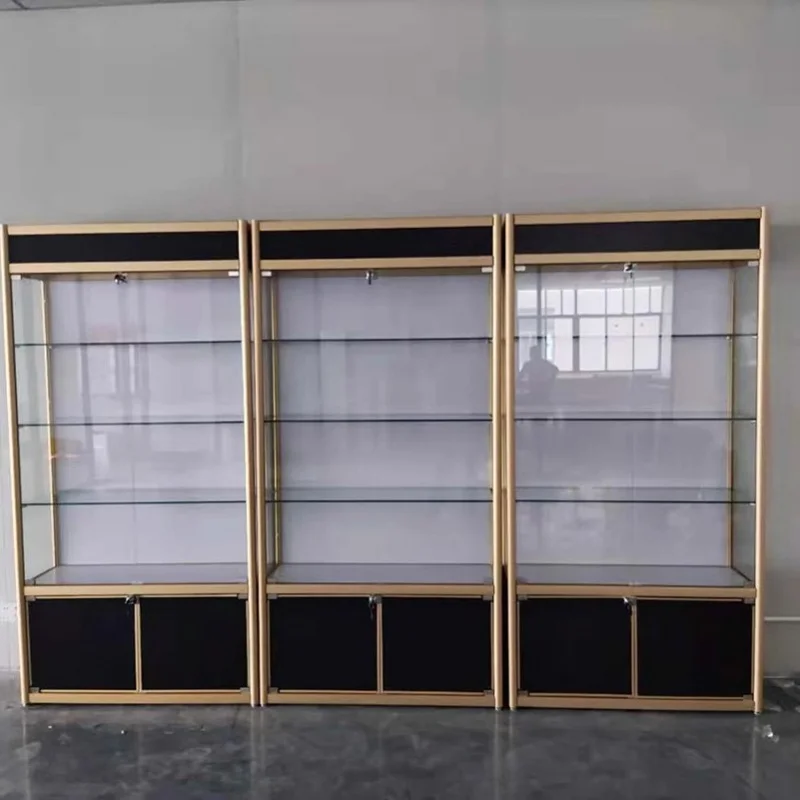 custom.Custom Floor Standing Dust-Proof For Product Alloy Wooden Display Showcase