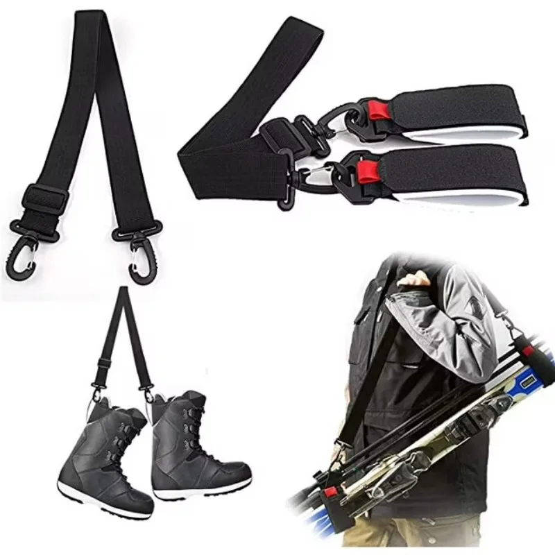 Ski Bag Boots Shoulder Strap Portable Adjustable Carry Strap for Snowboard Ski Shoulder Strap Skiing Ski Pole Skis Accessories