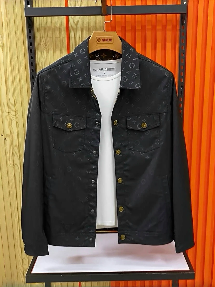 

Мужская модная куртка с длинными рукавами и принтом, удобный воротник, молодежный стиль, весенне-осенняя верхняя одежда, повседневный крой