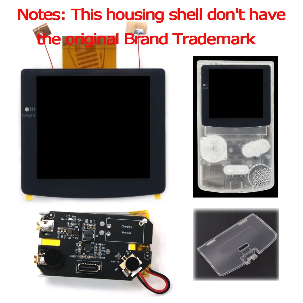 HISPEEDIDO 2,8" Laminierter IPS-LCD-Bildschirm mit Hintergrundbeleuchtung und USB-C-Aufladung, Desaturation für Gameboy Color GBC, ohne Löten