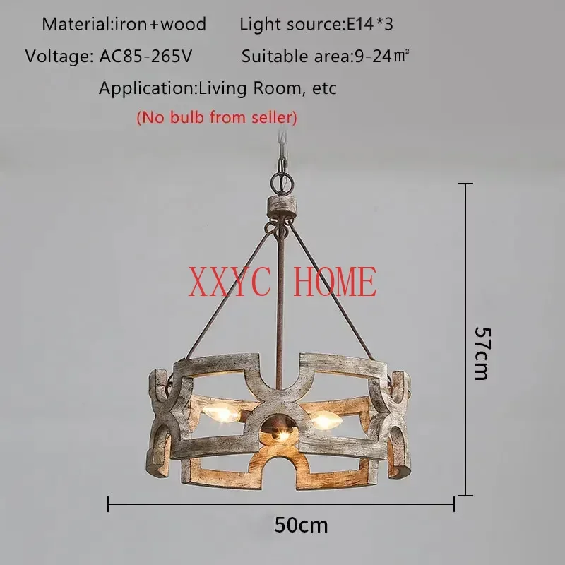 Creative American Rural Wood Chandelier E14 Living Room Dining Room Corridor Clothing Store Shop Restaurant Pendant Lamp