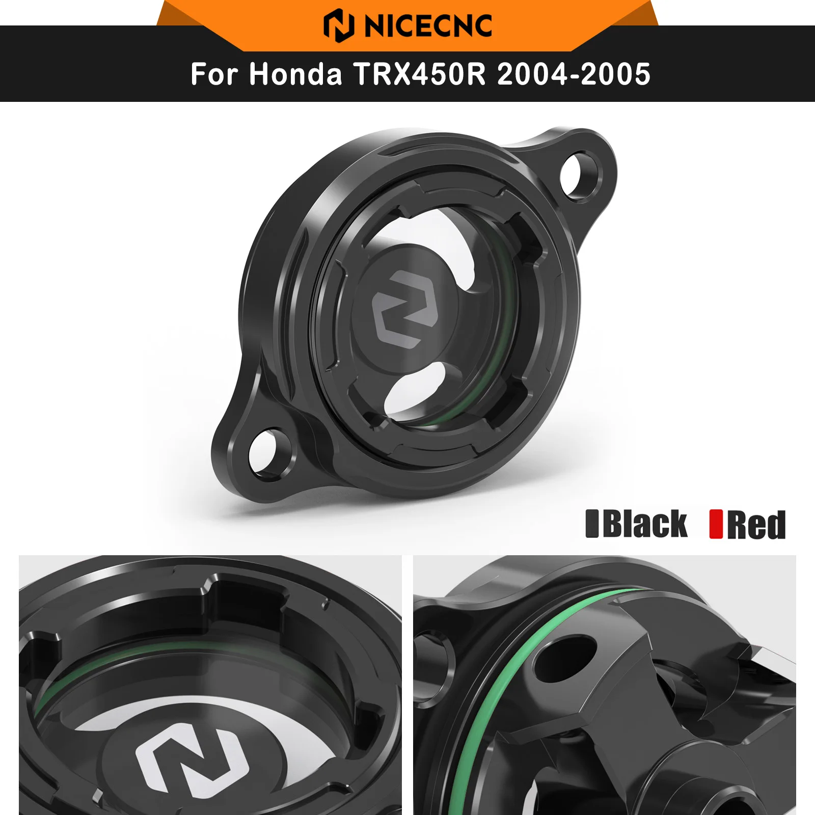 

NICECNC For Honda TRX450R 2004-2005 Oil Filter Cover Replaces 11333-HP1-670 Aluminum Transparent Window ATV Accessories