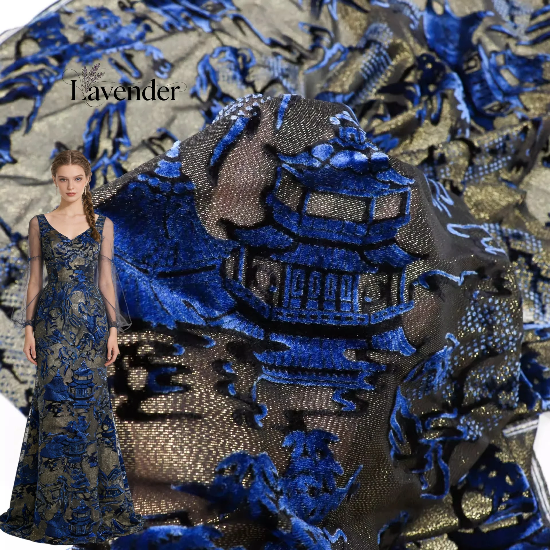 

Тканая парчовая тканая липкая бархатная ткань-павильон, шитье платье Ципао, свадебное платье, дизайнерский домашний текстиль, ткань