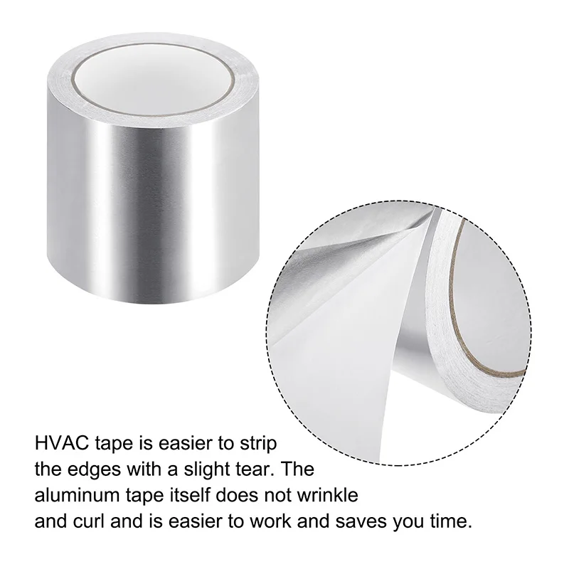 Cinta de papel de aluminio para HVAC y aislamiento, adhesivo fuerte de plata, resistente a altas temperaturas, reparación de Metal, 20m, 1 rollo