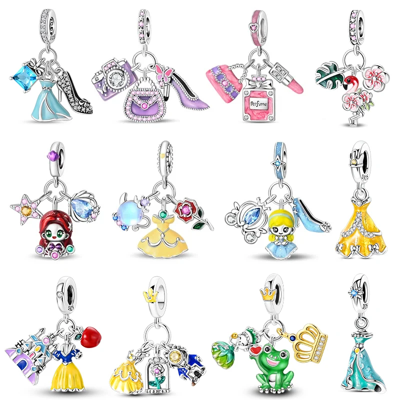 925 Sterling Silver Princess Skirt Pumpkin Carriage Fairy Tale Pendant Fit Original Bracelet DIY Jewelry Making For Women Gift