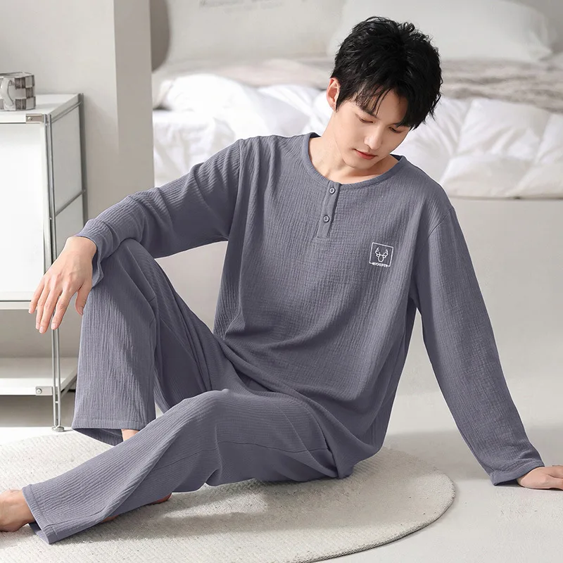 Men's Cotton Loungewear Spring Autumn Pajamas Set 2026 New Arrival Big Size M-4XL Pjs Pyjamas Hombre Dropship  pyjama men