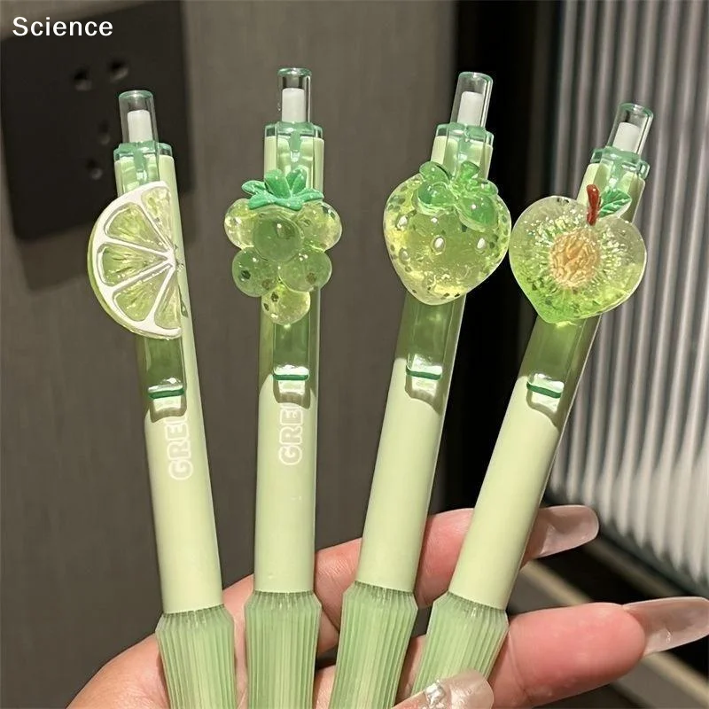 4pcs Ice Grapefruit Gel Pen with Cute Pendant 0.5mm Fast-Drying Black Ink Press Pen for kawai Office School Writing Supplies