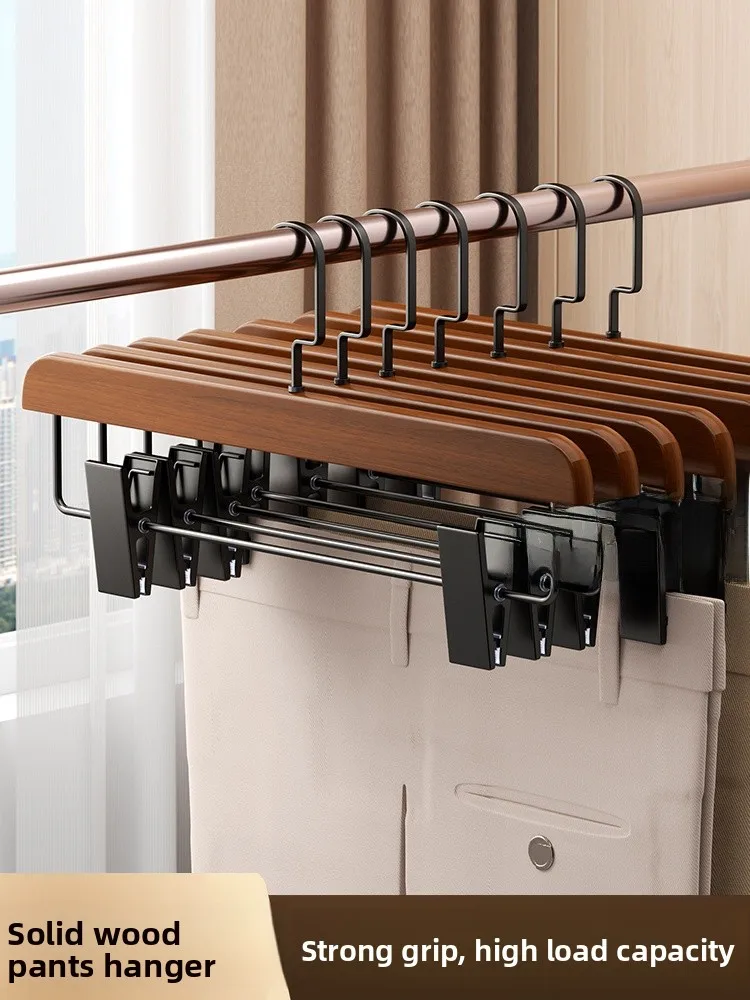 retro-style-strong-wooden-pants-hanger-for-adults-no-trace-clothing-store-special-anti-slip-spring-clamp-for-pants-storage