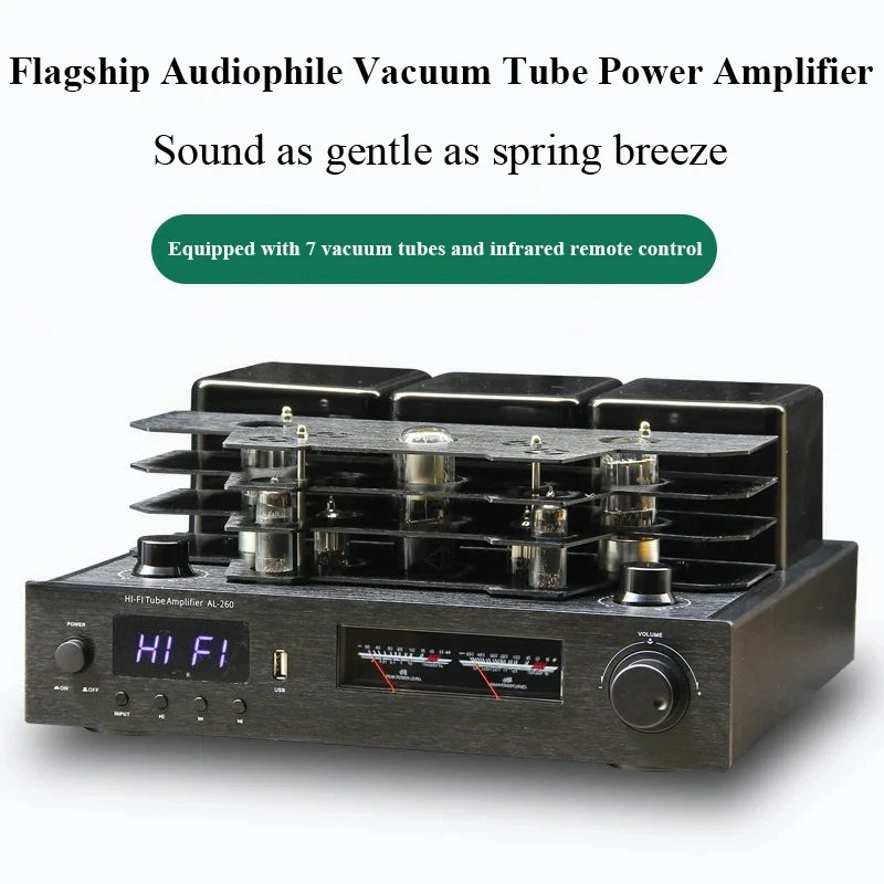 Integrated Tube Power Amplifier 200W*2 Output Power Bluetooth 5.0 Home Hi-Fi Amplifier 2.1 Channel USB Lossless Playback