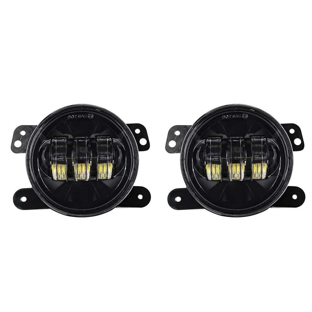 2PCS 4Inch Round Led Fog Lights 30W 6000K Off Road Fog Lamps  For Jeep Wrangler JK TJ LJ Dodge Journey