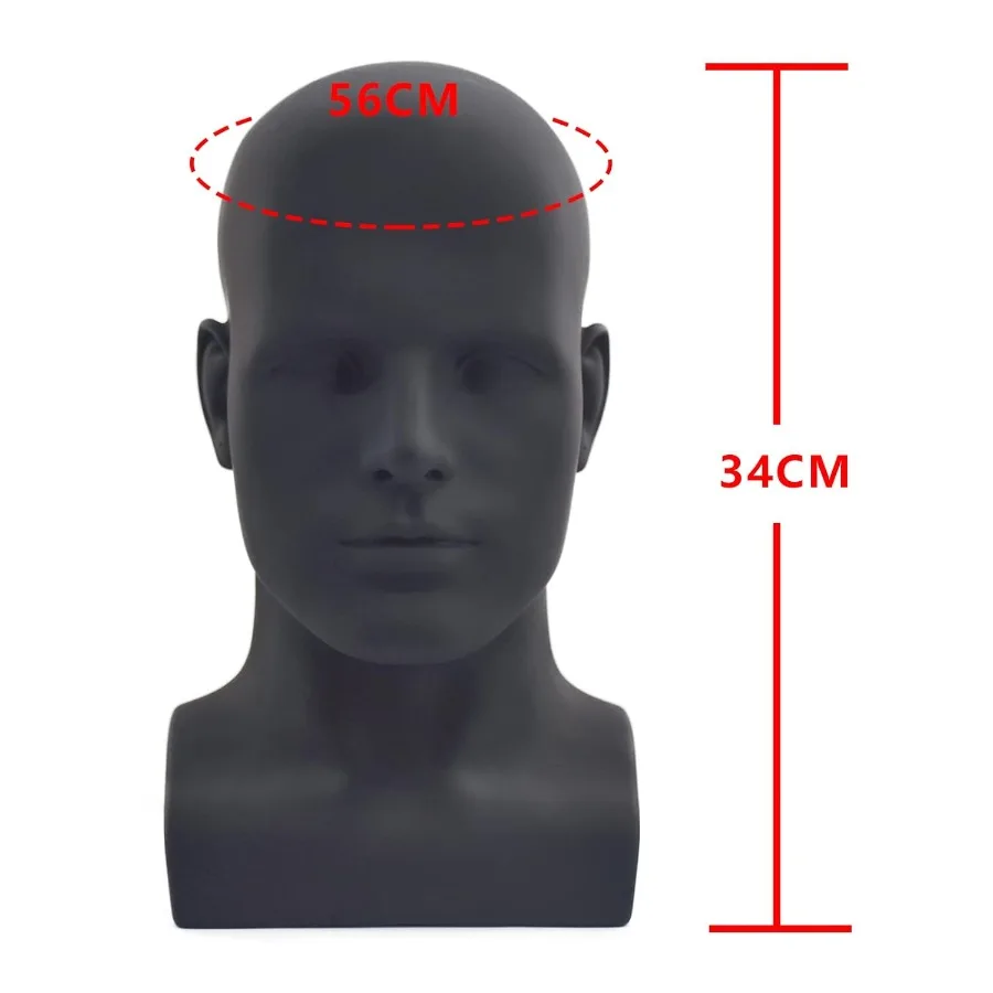 หุ่นโชว์ศีรษะชาย PVC สีดำด้าน สำหรับวิก หมวก หูฟัง คอนโซลเกม และเครื่องประดับ โชว์สินค้า สมจริง