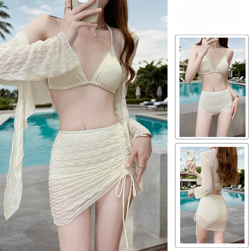 

Swimwear Bathing Suit Bikini Set New Europe and America Spring and Summer Suspenders Halter Split Body Sexy Three-piece Suit