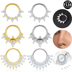F136 Titanium Nose Ring for Men and Women 16G 8mm Hoop Septum Nose Piercing Jewelry Cartilage Earrings CZ Body Jewelry G23